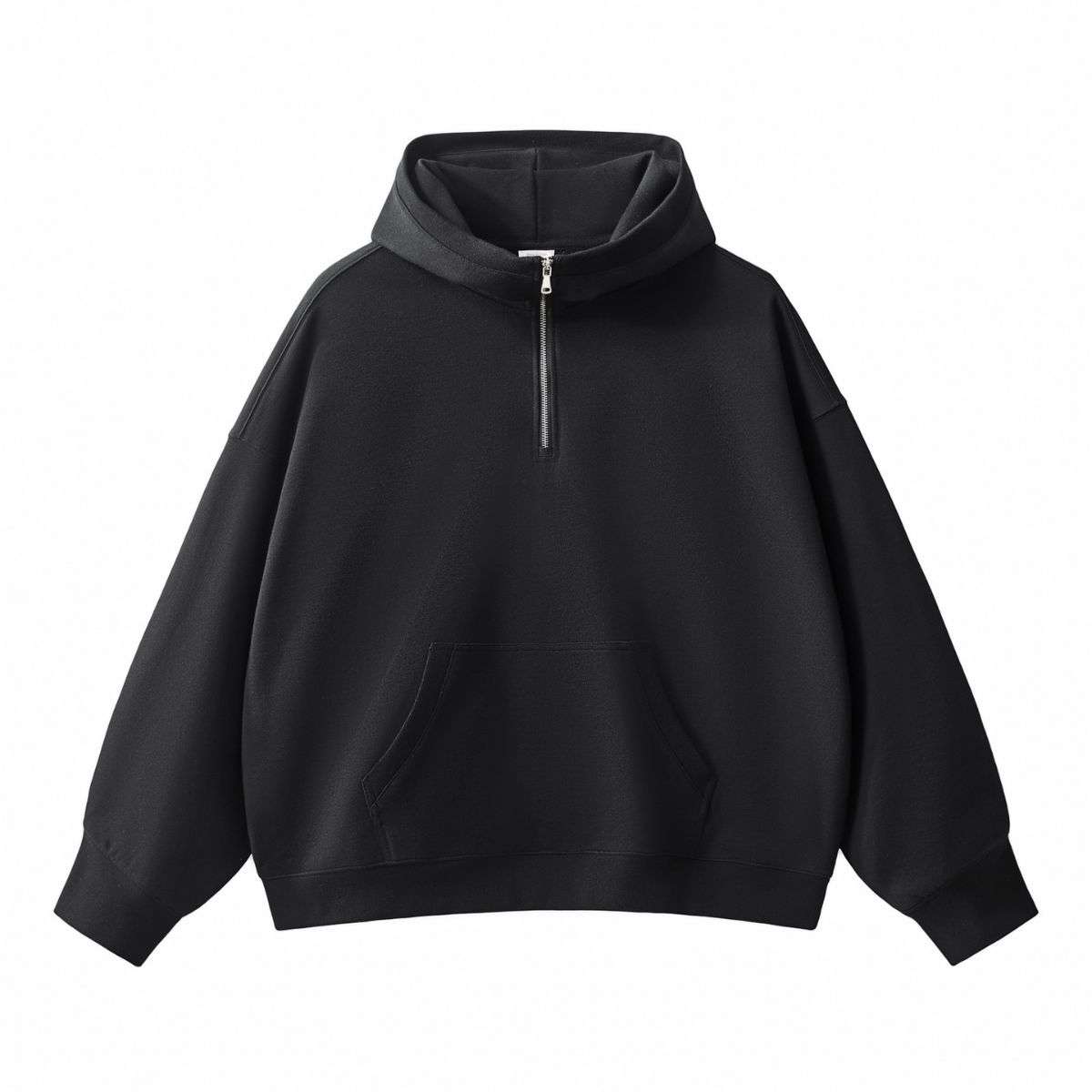 Black curved sleeve streetwear hoodie