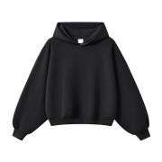 Black boxy oversized pullover hoodie