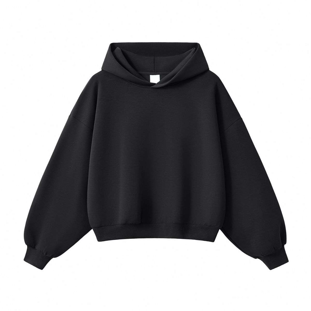 Black boxy oversized pullover hoodie