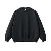 Black side-slit fleece crewneck sweatshirt