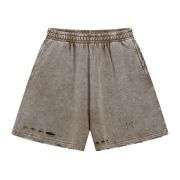 Street Washed Distressed Ripped Loose Fit Cotton Casual Shorts