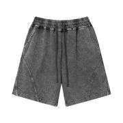 Snow Washed Webbing Stitching Loose Straight-Leg Casual Shorts