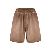 Retro Washed Loose Elastic Waist Raw Hem Casual Shorts
