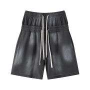 Vintage Washed Double Waistband High-Waisted Loose Casual Shorts