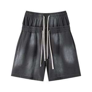 Vintage Washed Double Waistband High-Waisted Loose Casual Shorts