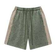 Color Block Patchwork Drawstring Loose Casual Vintage Washed Shorts
