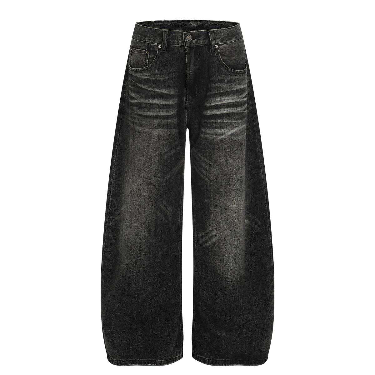 Vintage High Street Whisker Washed Loose Saber Jeans
