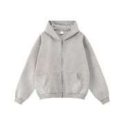 Vintage washed fleece zip-up hoodie with oversized fit