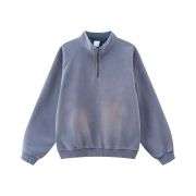 Vintage washed half-zip mock neck sweatshirt with oversized fit