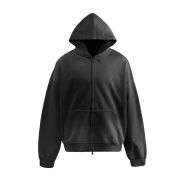 Washed black raw edge hoodie