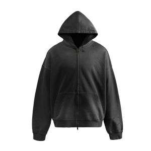 Washed black raw edge hoodie