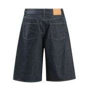 Men’s Raw Denim Vintage Loose Straight-Leg Casual Shorts