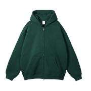 Dark green double zip fleece hoodie