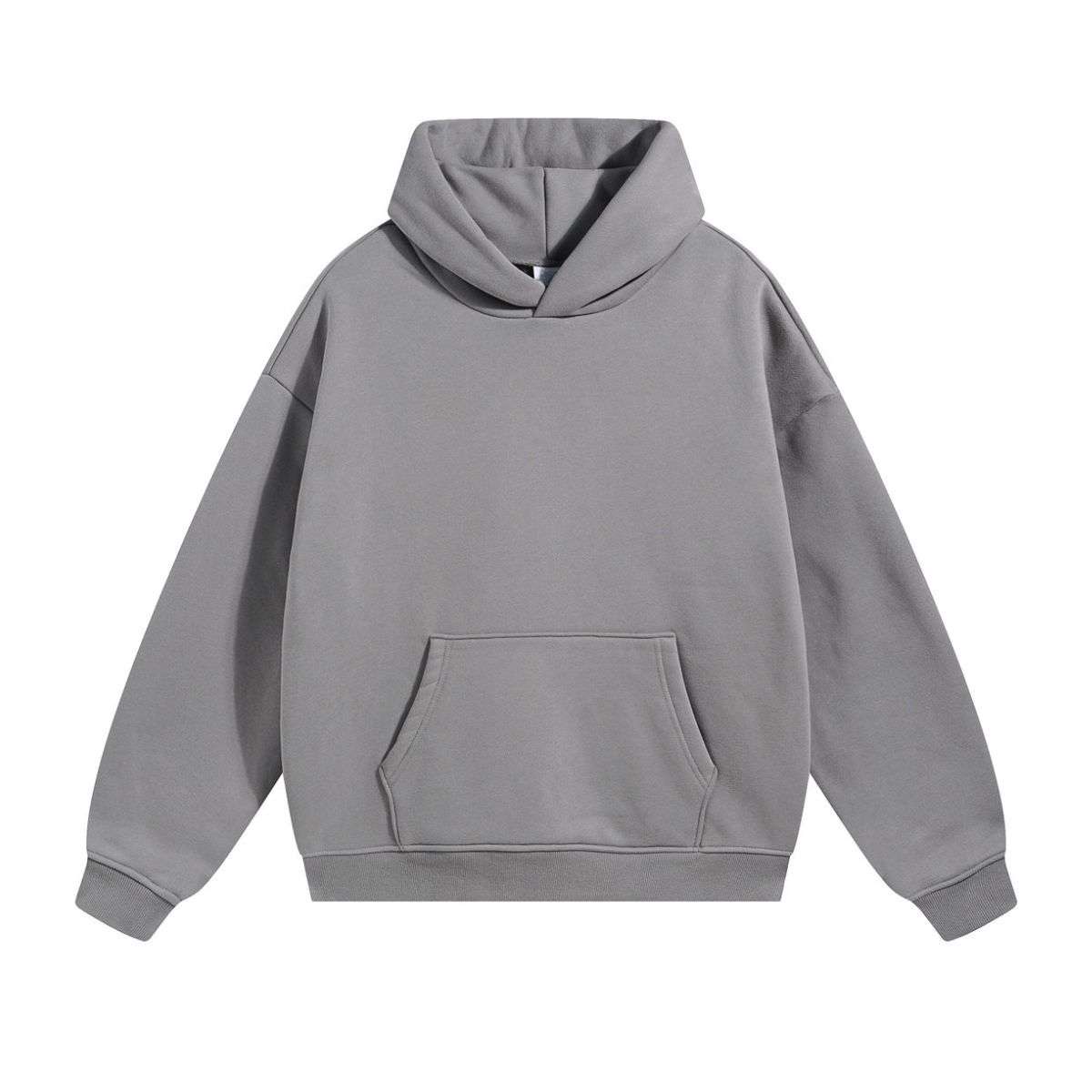 Dark grey polar fleece pullover hoodie