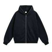Black plain zip hoodie