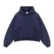 Blue vintage washed fleece hoodie