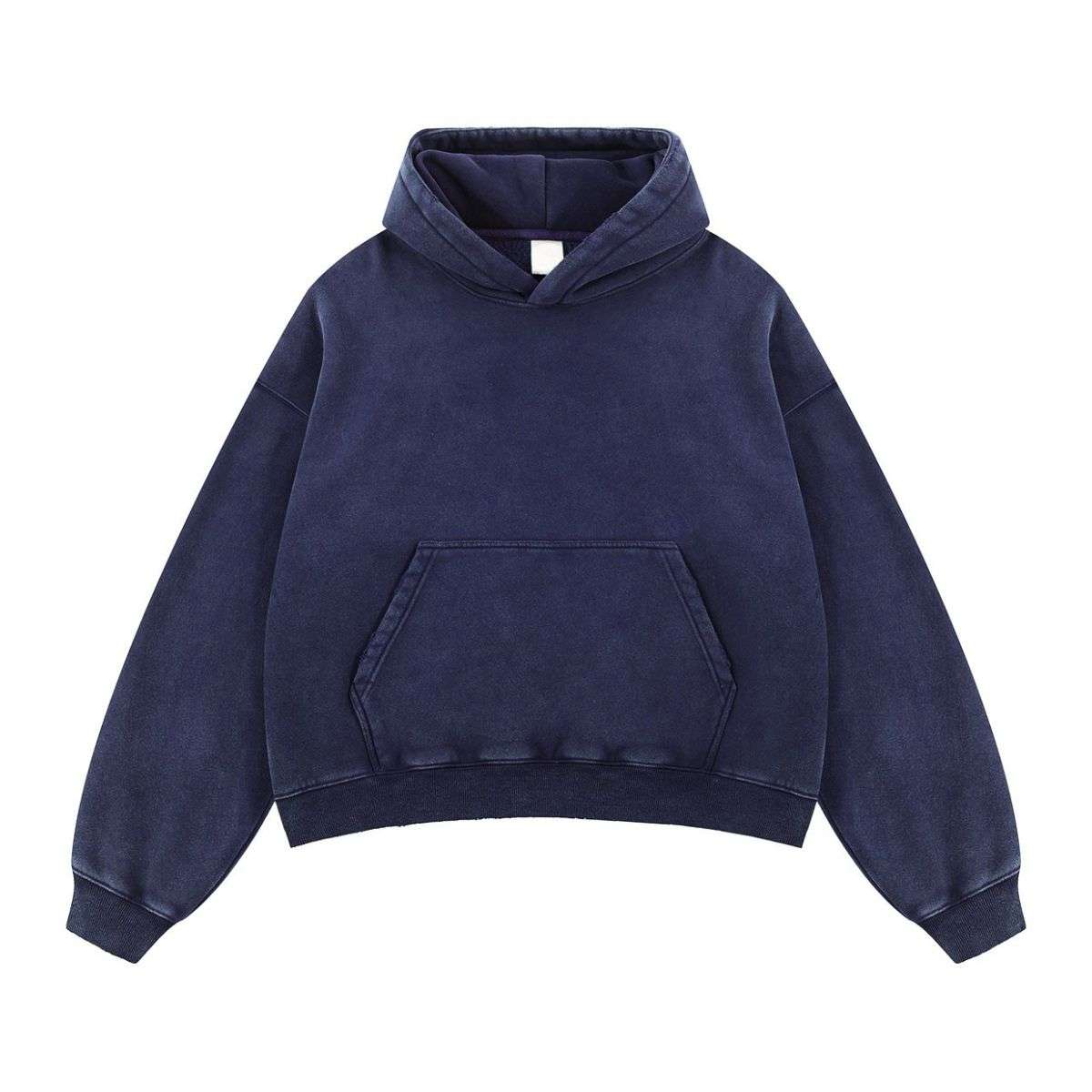 Blue vintage washed fleece hoodie