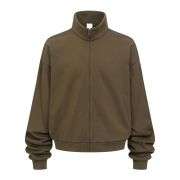 Brown grey zip-up mock neck jacket