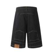 Men’s Washed Reverse-Pocket Loose Straight-Leg Retro Denim Shorts