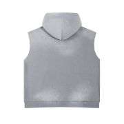 Light grey raw edge hooded vest