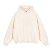 Cream beige fleece pullover hoodie