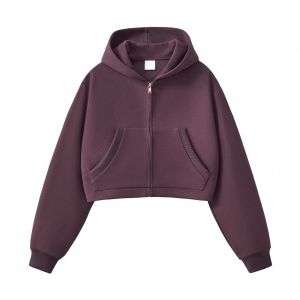 Burgundy clean fit zip hoodie