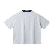 Boxy Fit Contrast Knit Collar Heavyweight Cotton Short Sleeve Tee