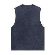 Vintage Washed Distressed Raw Edge Crew Neck Tank Top