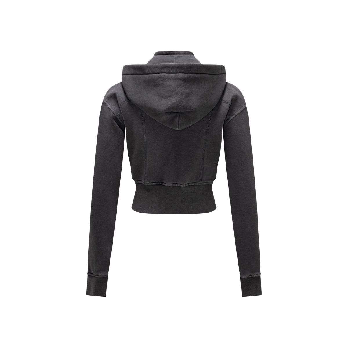 Vintage washed slim fit hoodie for women with sporty style