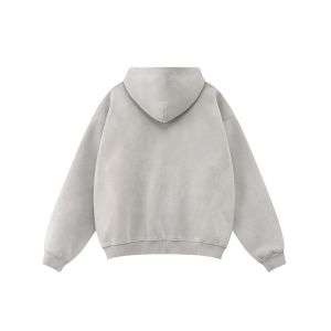 Vintage washed fleece zip-up hoodie with oversized fit