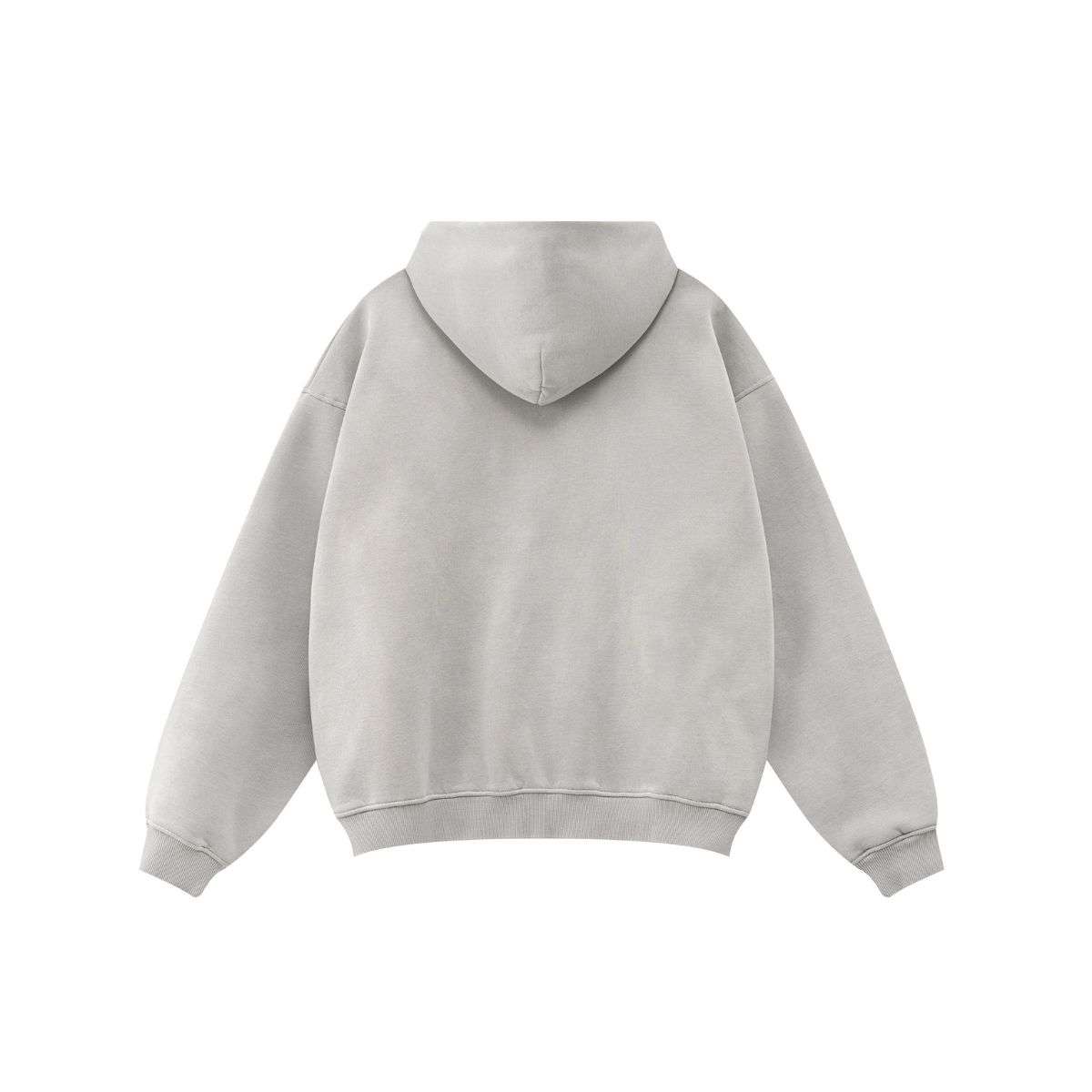 Vintage washed fleece zip-up hoodie with oversized fit