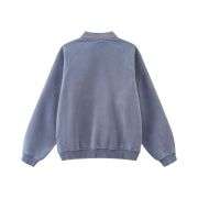 Vintage washed half-zip mock neck sweatshirt with oversized fit