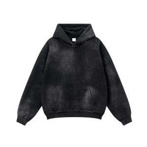 Vintage washed pullover hoodie with oversized streetwear fit