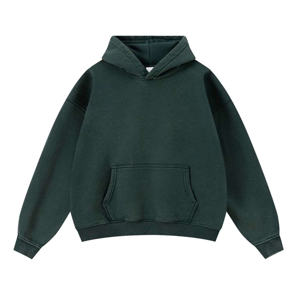 Forest green vintage washed boxy hoodie