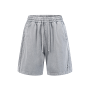 Snow Washed Dyed Loose Elastic Waist Casual Shorts