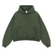 Forest green snow washed distressed hoodie
