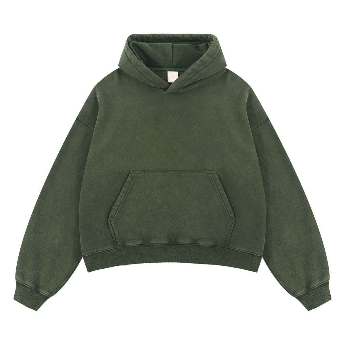 Forest green snow washed distressed hoodie