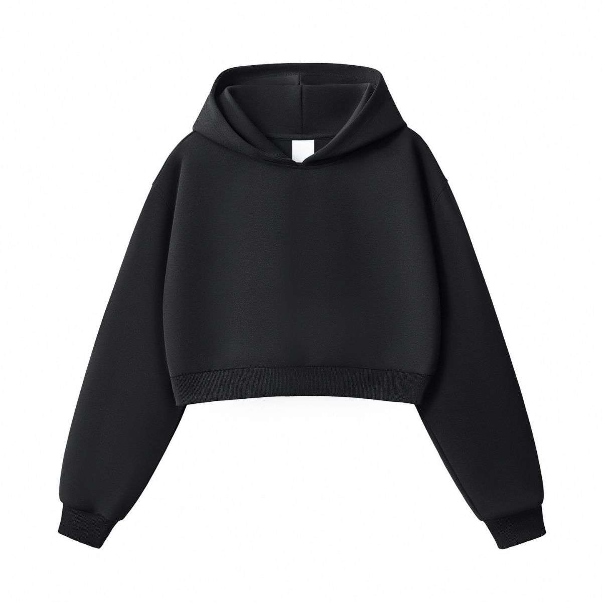 Black clean fit cropped hoodie