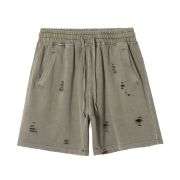 Vintage Washed Distressed Ripped Elastic Waist Casual Shorts