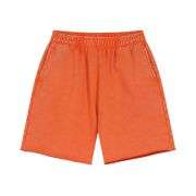 Heavyweight Wax-Washed Loose Elastic Waist Streetwear Shorts