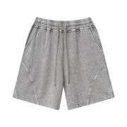 Snow Washed Webbing Stitching Loose Straight-Leg Casual Shorts