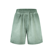 Retro Washed Loose Elastic Waist Raw Hem Casual Shorts