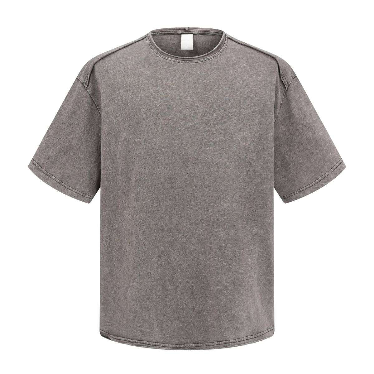 Retro Snow Washed Rolled Hem Cotton T-Shirt
