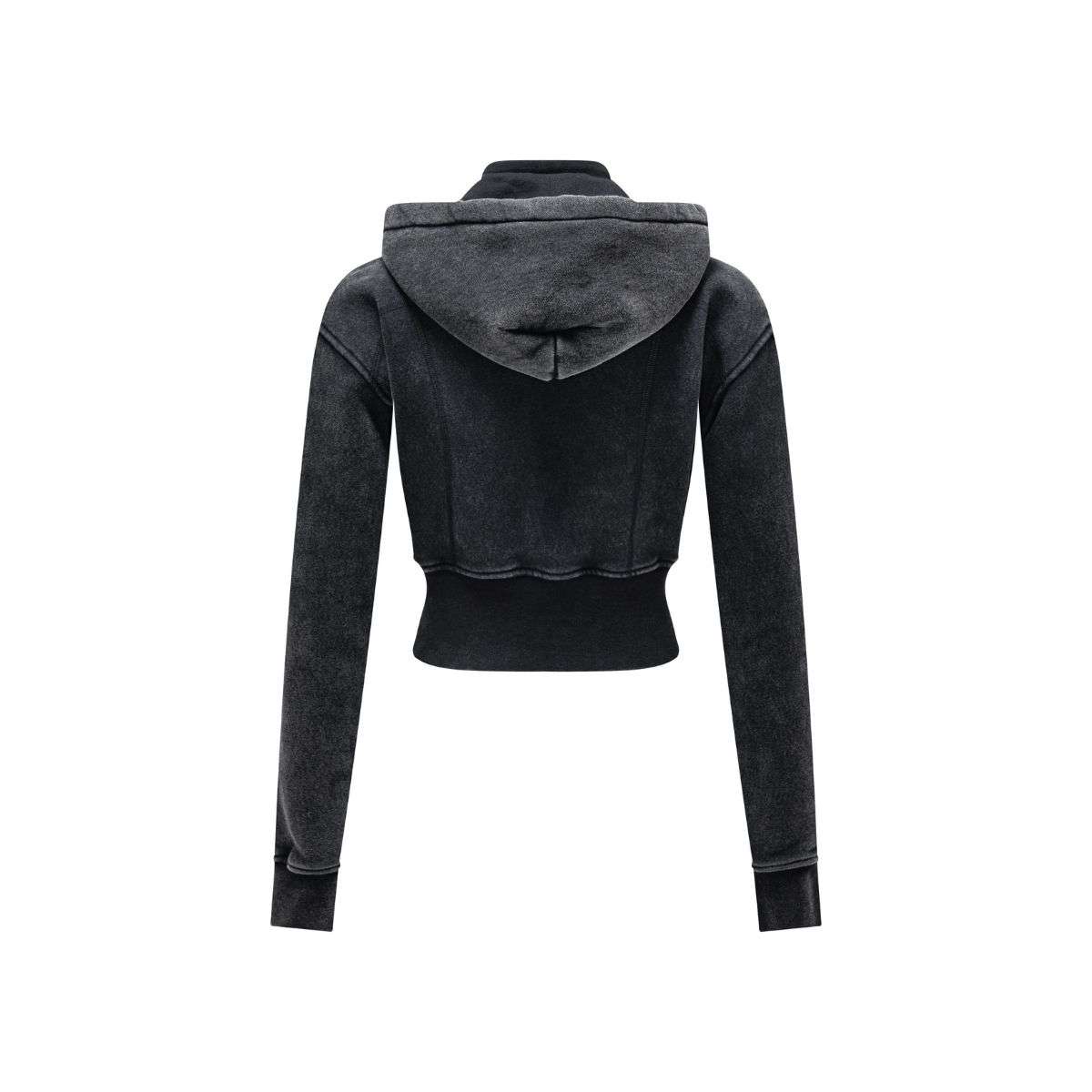 Vintage washed slim fit hoodie for women with sporty style
