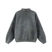 Vintage washed half-zip mock neck sweatshirt with oversized fit