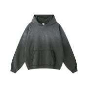 Distressed vintage washed hoodie with rugged oversized fit