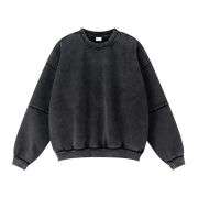 Vintage washed layered crewneck sweatshirt with oversized fit