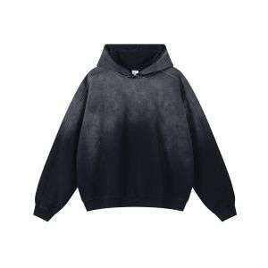 Distressed vintage washed hoodie with oversized streetwear fit