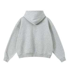 Grey boxy fit double zip hoodie