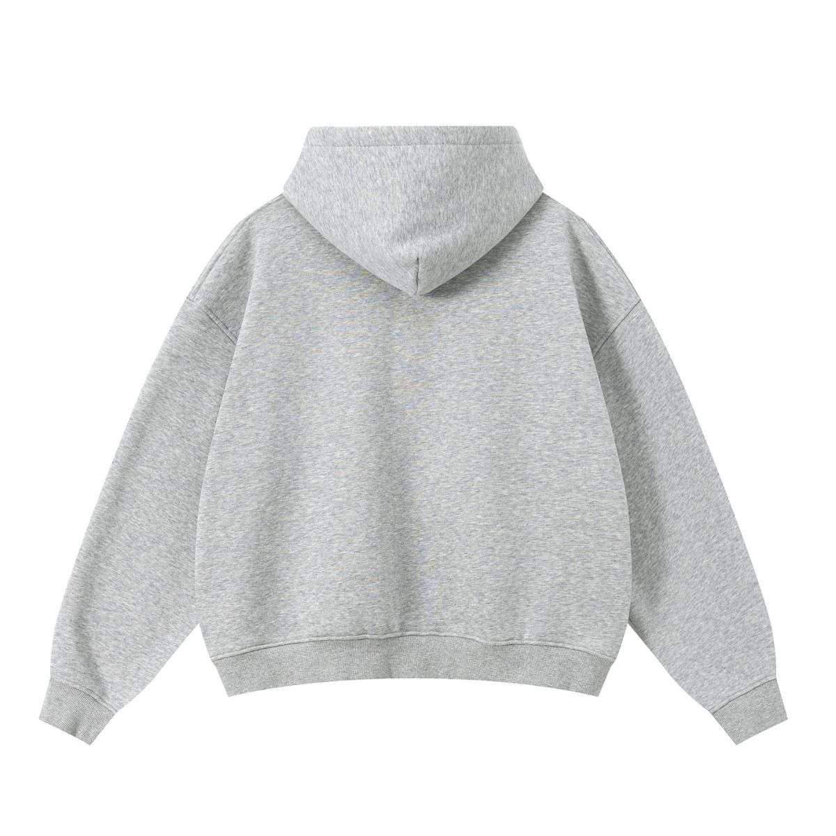 Grey boxy fit double zip hoodie